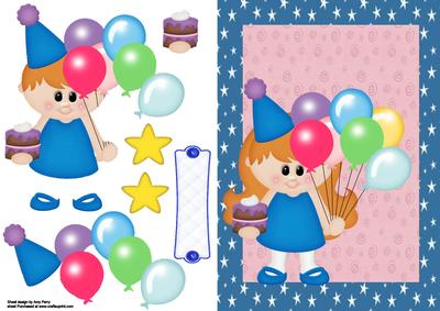 Lovely Little Birthday Girl with Balloons