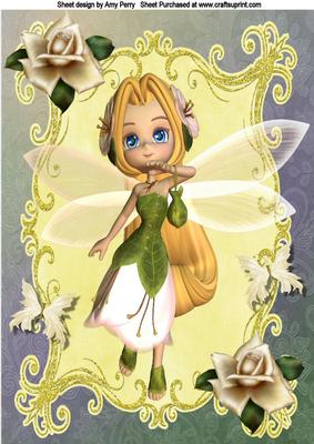 Lovely Leaf Fairy and White Roses