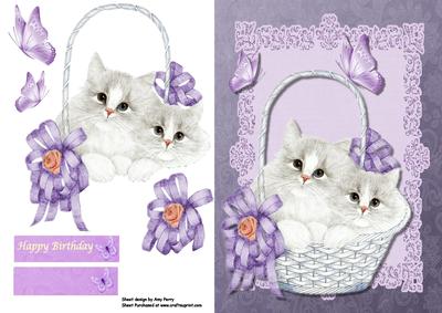 Cute Fluffy Cats in Basket