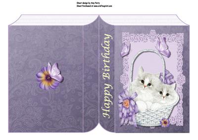 Cute Fluffy Cats in Basket Book Card