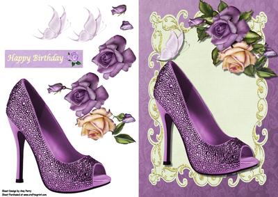 Lovely Purple Shoe with Roses