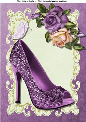 Lovely Purple Shoe with Roses A4