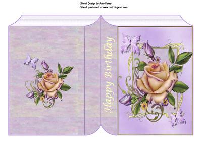Lovely Purple and Cream Rose Book Card