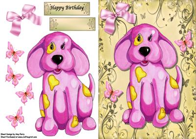 Cute Pink Dog with Yellow Spots