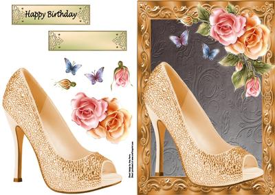 Beautiful Gold Shoe with Roses
