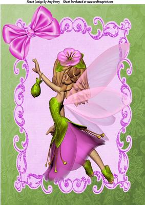 Lovely Pink & Green Fairy A4