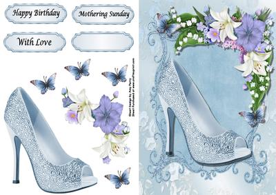 Lovely Light Blue Shoe & Flowers