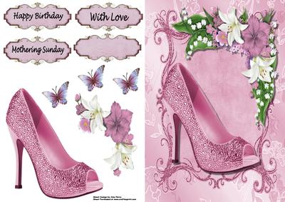 Lovely Dark Pink Shoe & Flowers