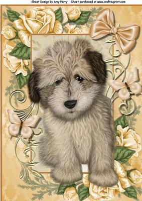 Fluffy Cream & Brown Puppy A4