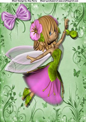 Lovely Pink & Green Fairy A4