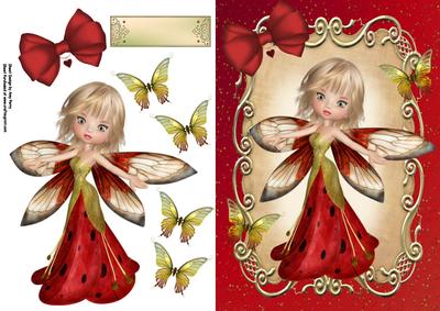 Lovely Fairy in Red & Gold Dress