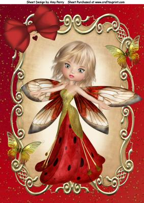 Lovely Fairy in Red & Gold Dress A4