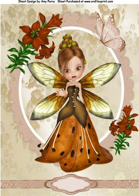 Fairy with Brown & Gold Dress A4