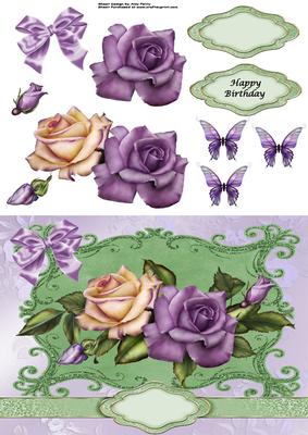 Beautiful Cream & Purple Roses