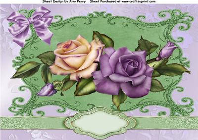 Beautiful Cream & Purple Roses A4