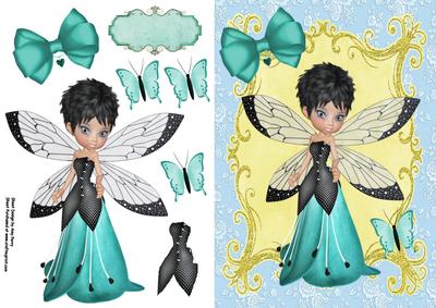 Lovely Teal & Black Fairy
