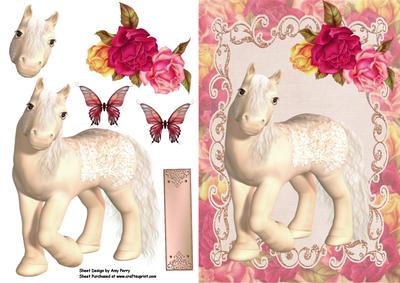 Lovely Pink Pony with Roses