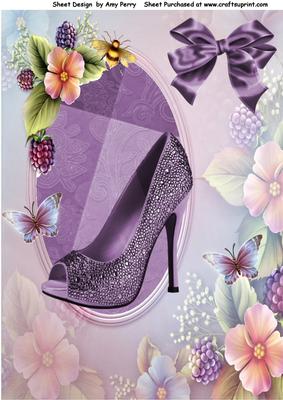 Lovely Purple Shoe & English Roses A4