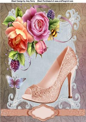 Lovely Peach Shoe & English Roses A4