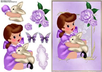 Little Girl in Lilac Dress with Bunny