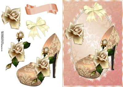 Lovely Cream Lace Shoe with Cream Rose