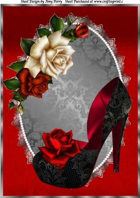 Lovely Black Shoe with Red Rose A4