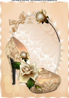 Beautiful Cream Shoe with Cream Roses A4