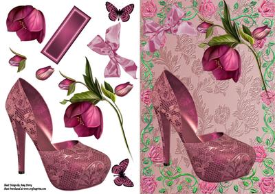 Lovely Pink Shoe with Pink Flowers