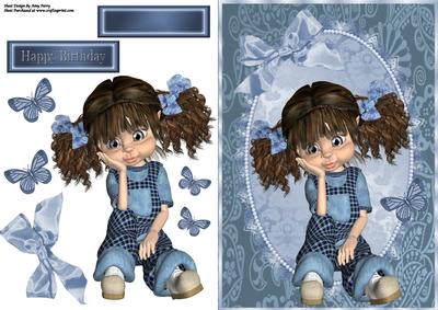 Cute Kiki Girl in Blue Denim