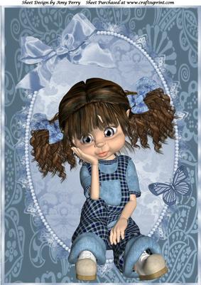 Cute Kiki Girl in Blue Denim A4