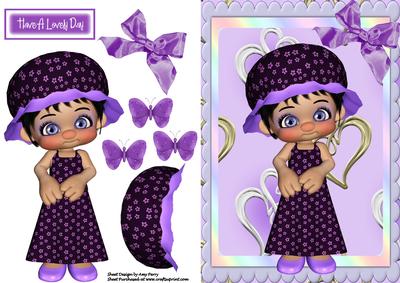 Cute Little Girl in Purple Floral Dress