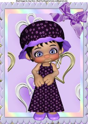 Cute Little Girl in Purple Floral Dress A4