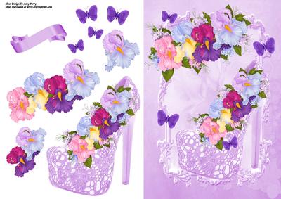 Lovely Lilac Shoe with Pastel Flowers