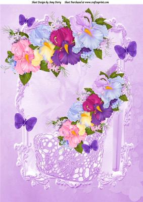 Lovely Lilac Shoe with Pastel Flowers A4