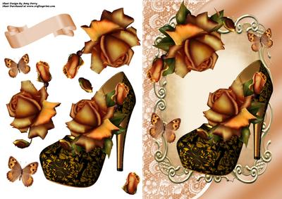 Lovely Gold Shoe with Gold Roses