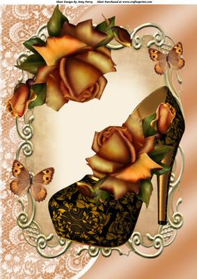 Lovely Gold Shoe with Gold Roses A4