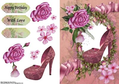 Pink Lace Shoe with Pink Roses