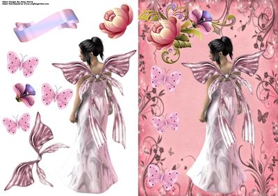 Lovely Pink Fairy with Flowers