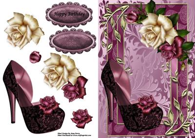 Lovely Deep Purple Shoe & Roses