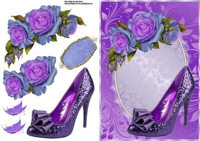 Beautiful Purple Shoe with Purple & Blue Flowers