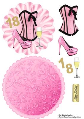 18th Corset Birthday Wobble/rocker Card