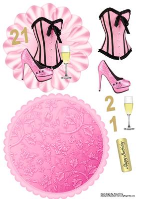 21st Corset Birthday Wobble/rocker Card