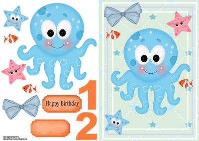 Blue Octopus with Other Sea Friends