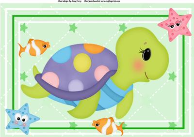 Cute Turtle & His Sea Friends
