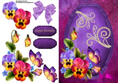 Beautiful Pansy's in Purple Frame