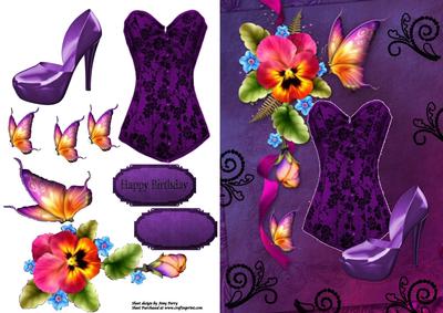Beautiful Pansys with Corset & Shoe