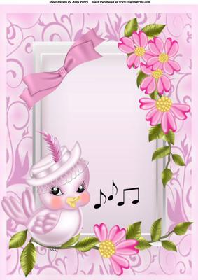 Gorgeous Little Bird on Flower Branch A4