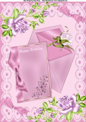 Beautiful Birthday Card & Envelope with White Rose A4