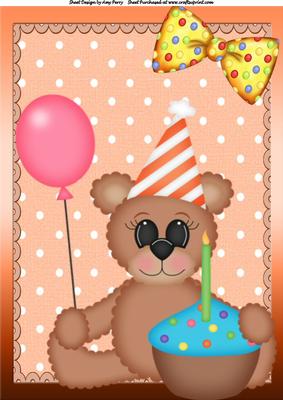 Lovely Birthday Bear with Numbers A4