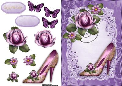 Beautiful Pink & Gold Shoe with Roses